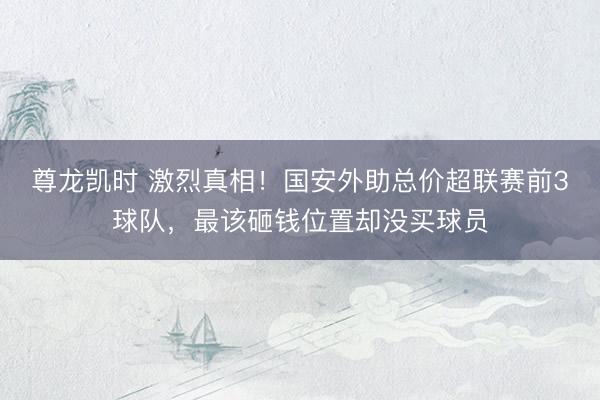 尊龙凯时 激烈真相！国安外助总价超联赛前3球队，最该砸钱位置却没买球员