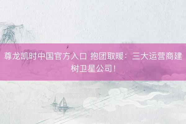 尊龙凯时中国官方入口 抱团取暖：三大运营商建树卫星公司！