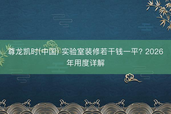 尊龙凯时(中国) 实验室装修若干钱一平? 2026年用度详解