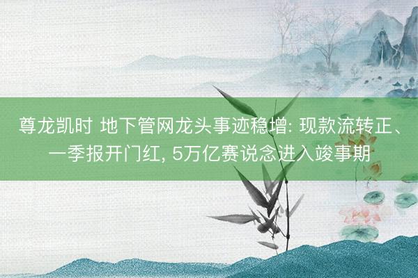 尊龙凯时 地下管网龙头事迹稳增: 现款流转正、一季报开门红， 5万亿赛说念进入竣事期
