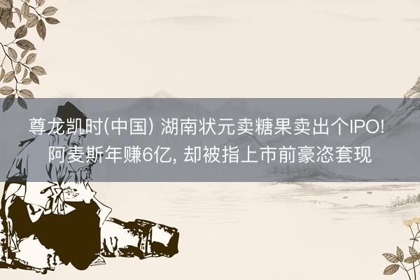尊龙凯时(中国) 湖南状元卖糖果卖出个IPO! 阿麦斯年赚6亿， 却被指上市前豪恣套现