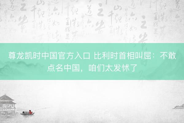 尊龙凯时中国官方入口 比利时首相叫屈：不敢点名中国，咱们太发怵了