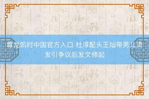 尊龙凯时中国官方入口 杜淳配头王灿带男儿烫发引争议后发文修起