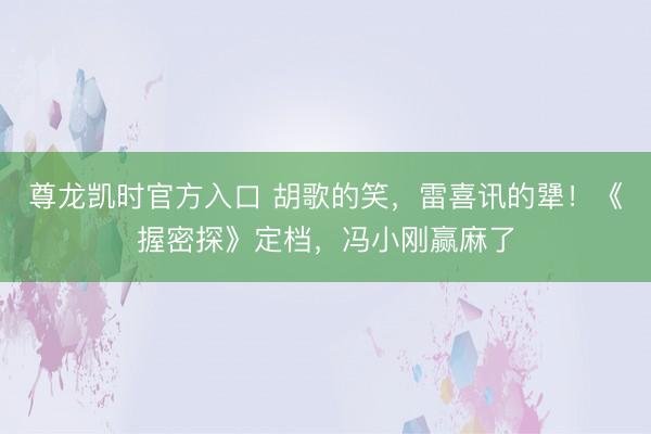 尊龙凯时官方入口 胡歌的笑，雷喜讯的犟！《握密探》定档，冯小刚赢麻了